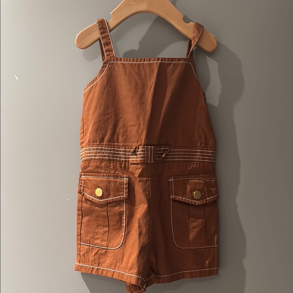 Janie and Jack Brown Romper with Pockets
